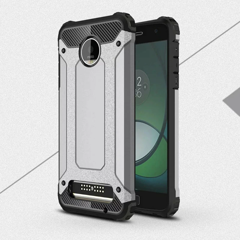 

Soft Silicon + PC Hard Armor Anti-knock Back Cover Case For MOTO Z PLAY