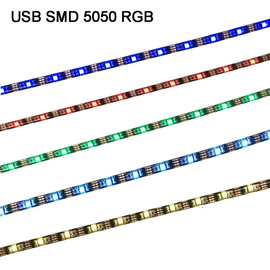 5V USB Светодиодная лента 5050 RGB ТВ фоновое освещение с 17Key/Mini 3Key/24Key/44Key контроллер 50 см/1 м/2 м/3 м/4 м/5 м набор