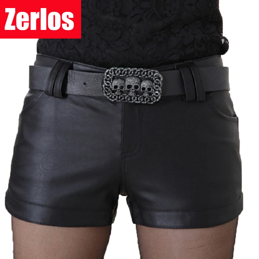 Новинка 2017 женские модные шорты из искусственной кожи короткие штаны высокого