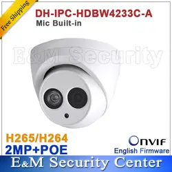 Оптовая продажа DH-IPC-HDW4233C-A 2MP купольные поворотные сетевые видеокамеры IP Камера Встроенный микрофон маленький ИК HD WDR (широкий динамический