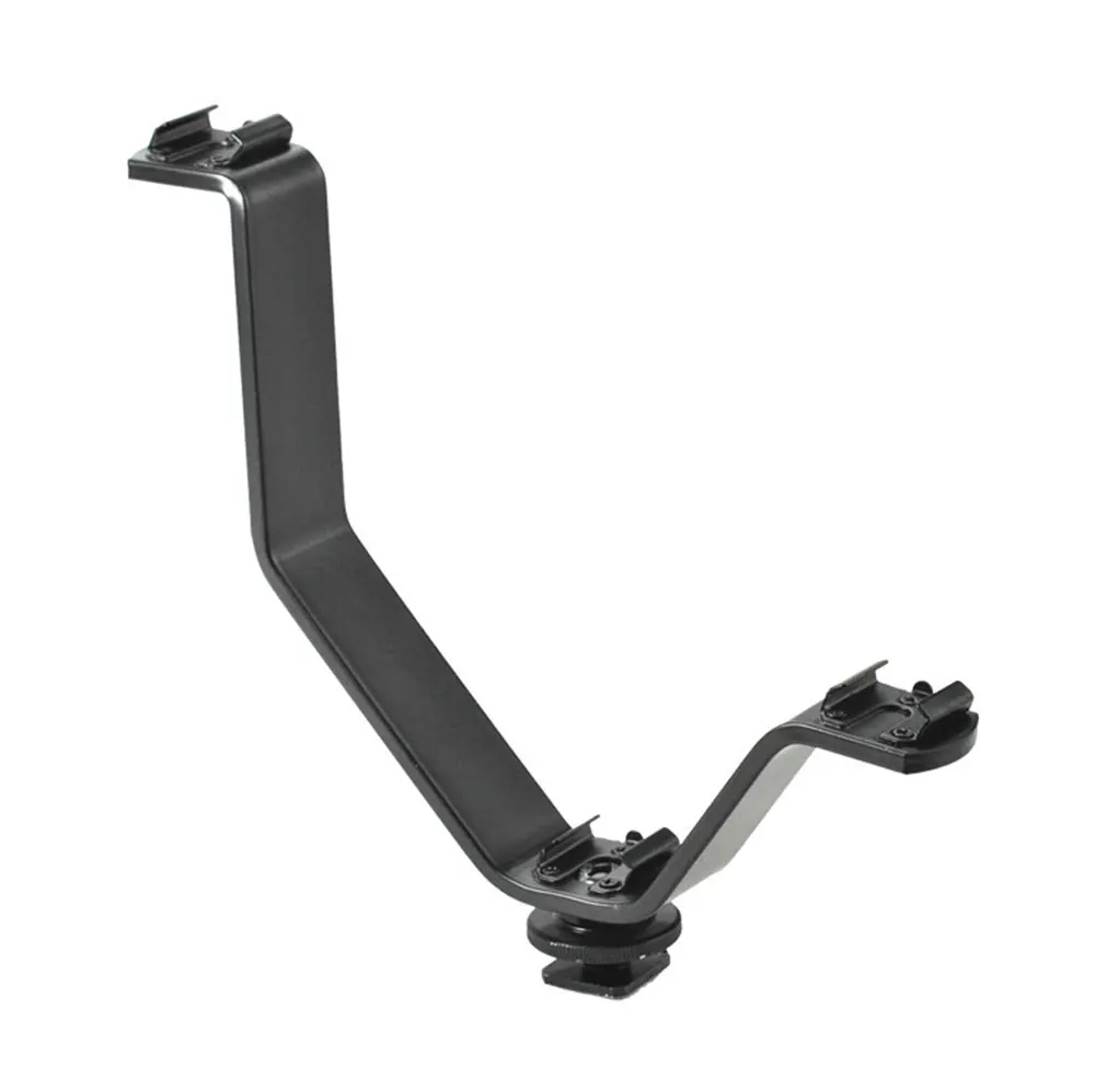 Multifunction Camera Triple Hot Shoe V Mount Flash Bracket for Video Lights Microphones or Monitors on Cameras and Camcorders (2)
