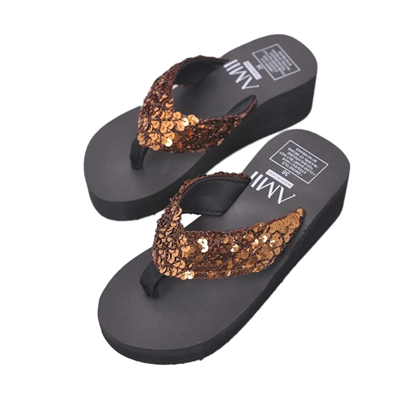 

2019 Torridity Women's Slippers Sequins -Slip fasten Sandals Thong Heels Slippers -flops Outdoor