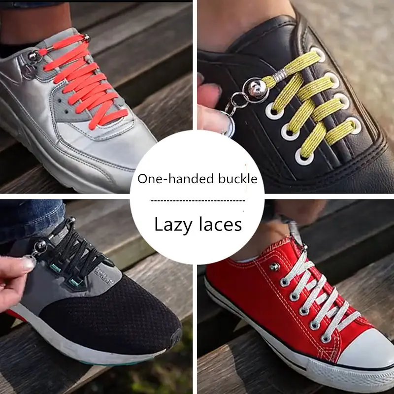 

zuizhengni No Tie Lazy Shoelces For Chidren and Adults Quick One-Handed Laces Sport Flat Athelic Casual Shoes Laces 1 Pair
