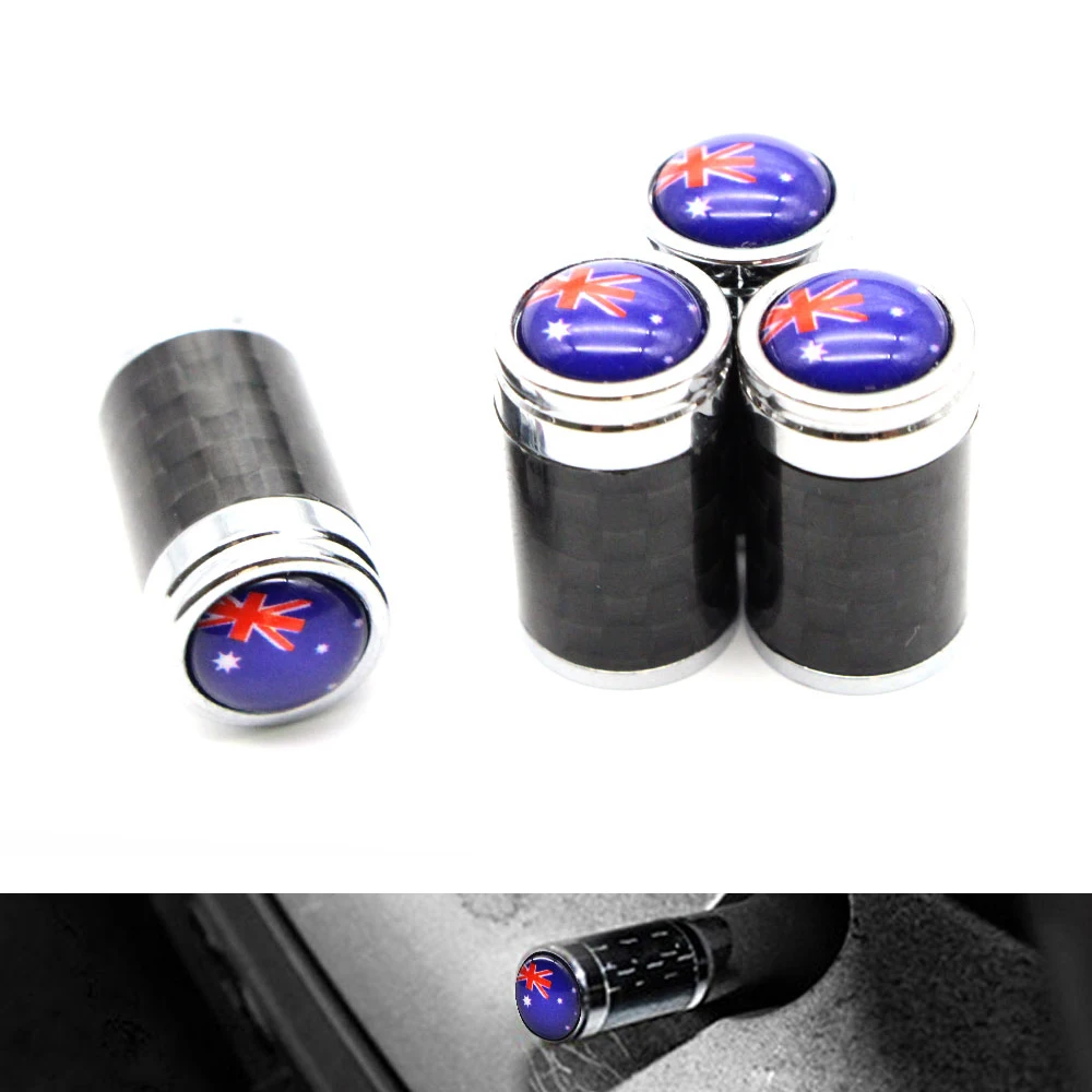 4Pcs/Set Car Styling Copper Carbon Fiber Tire Valve Stems Caps Wheel