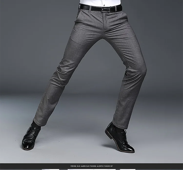 Небольшой стрейч Для мужчин брюки Мужская, в деловом, повседневном стиле в клетку штаны серые и черные штаны Для мужчин Размеры 29-36