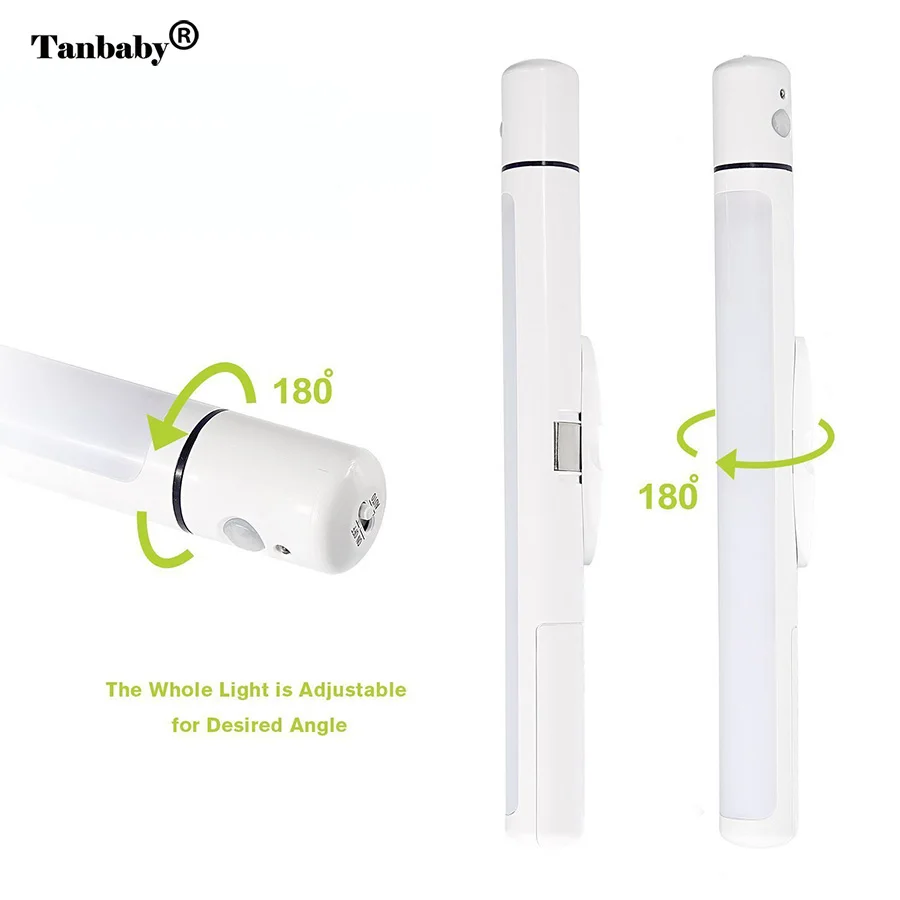 

Tanbaby Motion Sensor Night Light Battery Powered Portable Wireless LED Closet Cabinet Bar Adjustable lamp for Kitchen Wardrobe