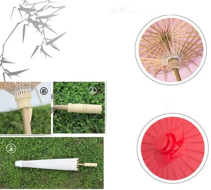 20pcs/lot Children Size Small Chinese Art Craft Umbrella Blank Paper Long Handle Wedding Parasol 23.6inch 60cm