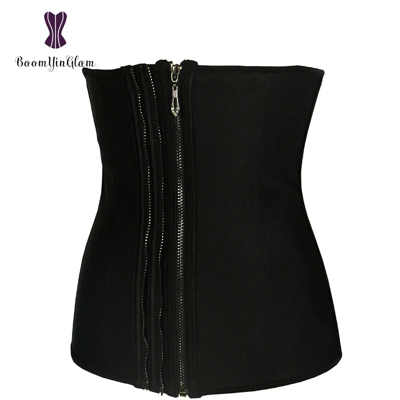 High Quality Underbust Corsets Steel Boned Zipper Body Shapewear Black