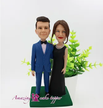 

2019 AMAZING CAKE TOPPER Simple and elegant black dress Toys Custom Polymer Clay Figure From Pictures