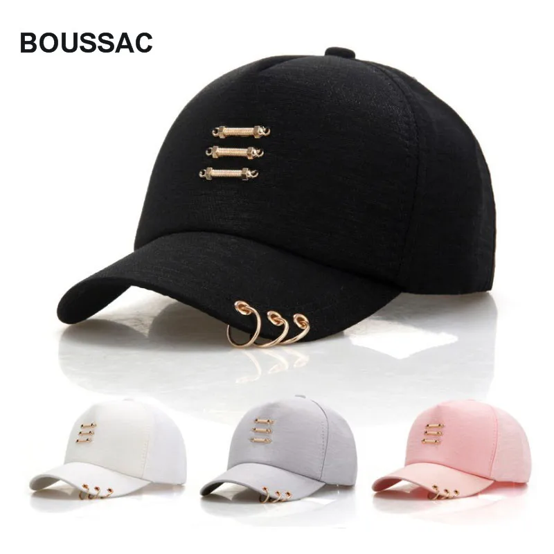 

2020 Summer New Men's Women's Fashion Dad Hat Casual Boys Ring Adjustable Baseball Cap Cotton Black Snapback Hip-Hop Hat KBBH03