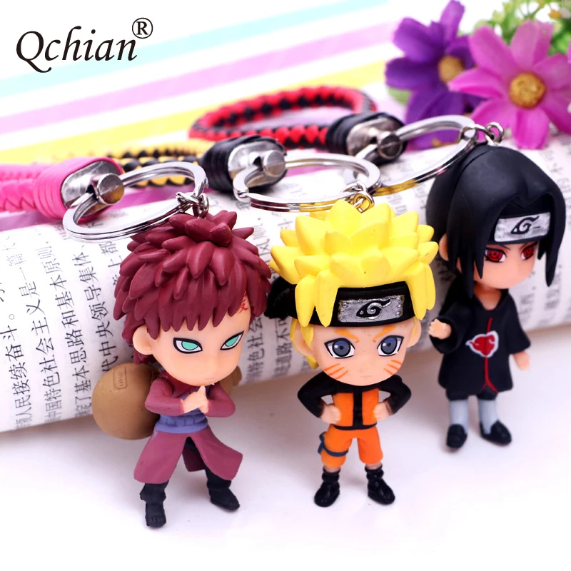 

11pcs 6pcs 3D Anime Naruto Figure Keychain PVC Cartoon itachi kakashi sasuke gaara Pendant Key Chain Key Ring Kids Key Ring