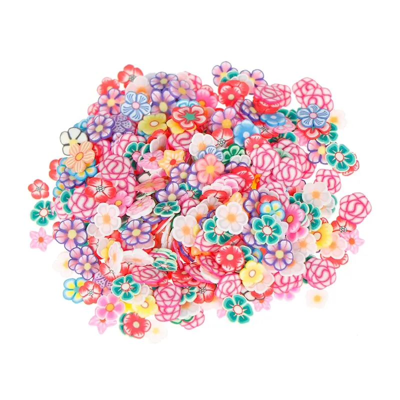 

500pcs Mixed Flower Clay Beads Decoration Crafts Flatback Cabochon Scrapbooking Fit Phone Embellishments Diy Accessories