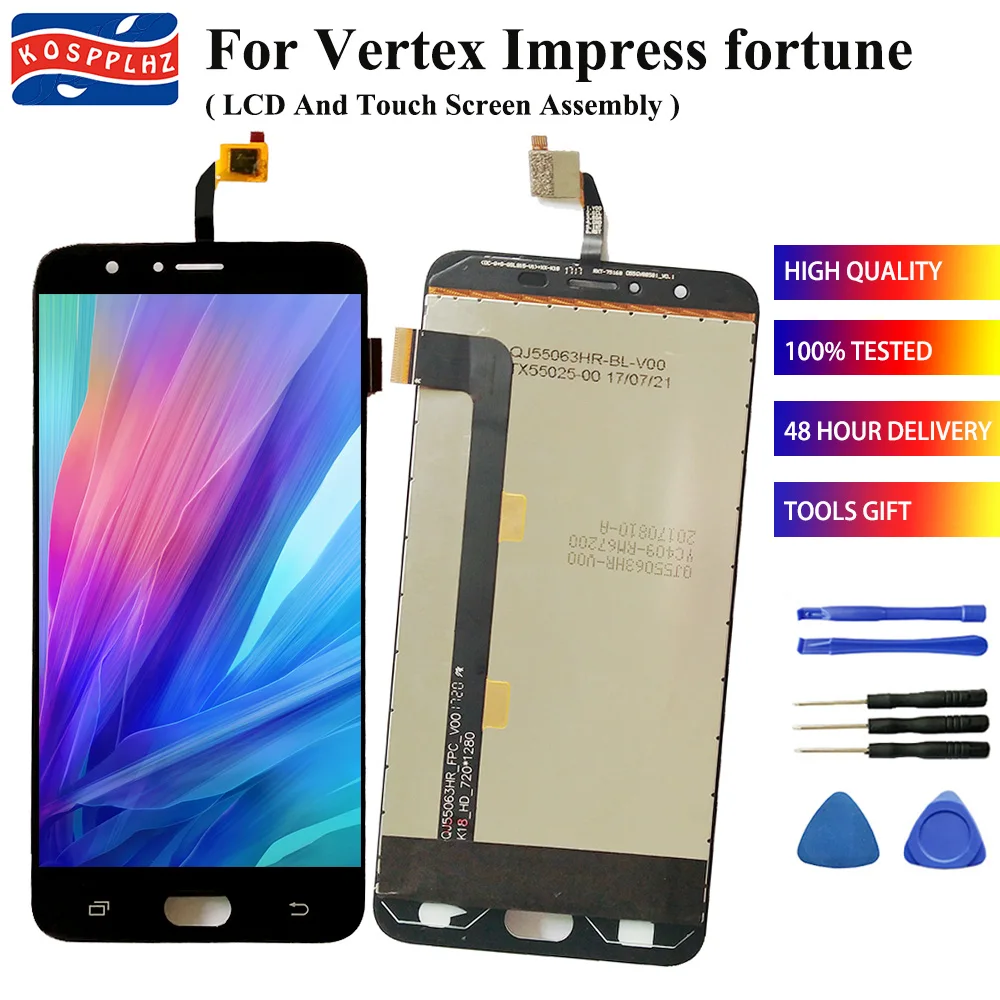 

5.0" For Vertex Impress Fortune LCD Display Touch Screen 100% Original Tested Digitizer Glass Assembly Fortune J55025CF +Tools