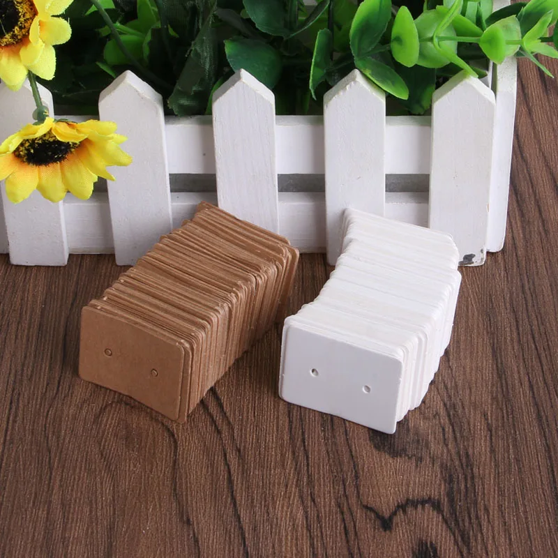 100Pcs Blank Earrings Ear Studs Display Card Hanging Tags Kraft Paper Jewelry Display Stand Holder Jewelry Organizer