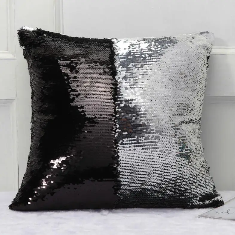 black Новые DIY Русалка блестящие наволочки магический бросок наволочка 40X40 см изменение цвета Двусторонняя Подушка Чехол для домашнего декора JR8 - Цвет: black