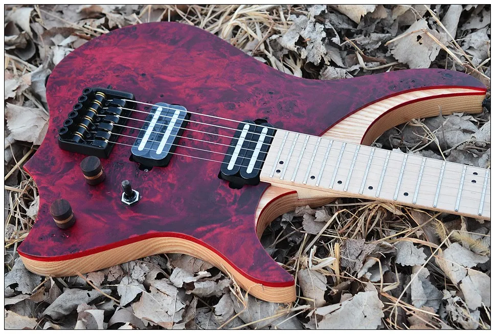 NK безголовая электрогитара стильная модель red Eye фанера из тополя Топ Пламя клен шеи гитара