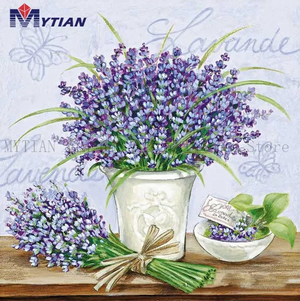 MYTIAN 5d алмазная живопись ваза Лаванда вышивка ручной работы цветы крестиком
