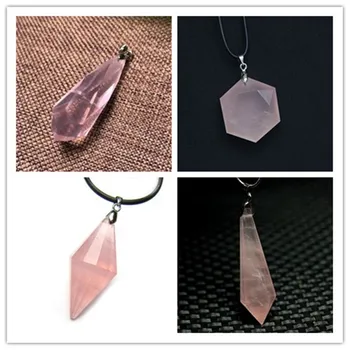 

Natural Rose Quartz Pendant Pink Rock Crystal Wand Reiki Healing Energy Stone Lucky Love Gift Men Women Jewelry Necklace Pendant