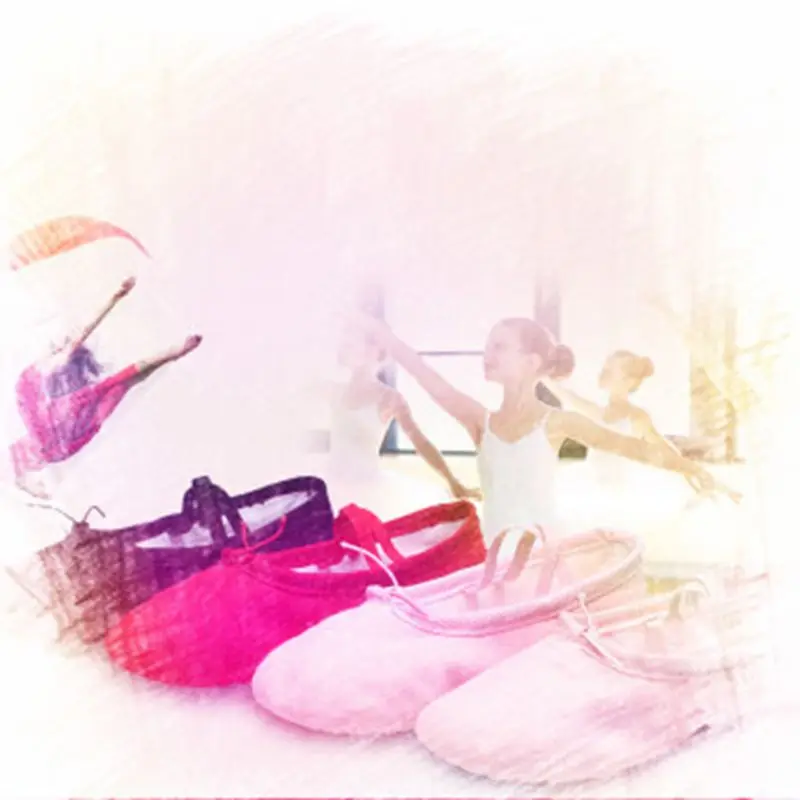 Children's Flats Baby Girl Shoes Canvas Cotton Ballet Pointe Dance Shoes Gymnastics Slippers Yoga Flats N