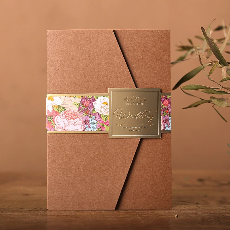 Vintage Wedding Invitations Kraft Paper Invitation for Wedding Letter Personalized Invitation Card  - 32854817593