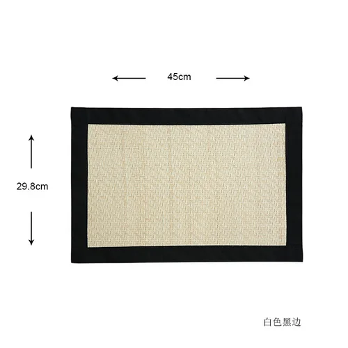 45*30 см японский креативный соломенный коврик ручной работы, стол, теплоизоляционный коврик для ресторана, чайный Корт, коврики для вязания - Цвет: W-black