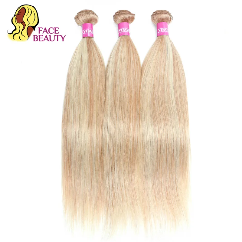 

Facebeauty P27/613 2 Tone Highlight Blonde Human Hair 1/3/4 Bundles Piano Color Straight Brazilian Hair Bundles Good Remy Hair