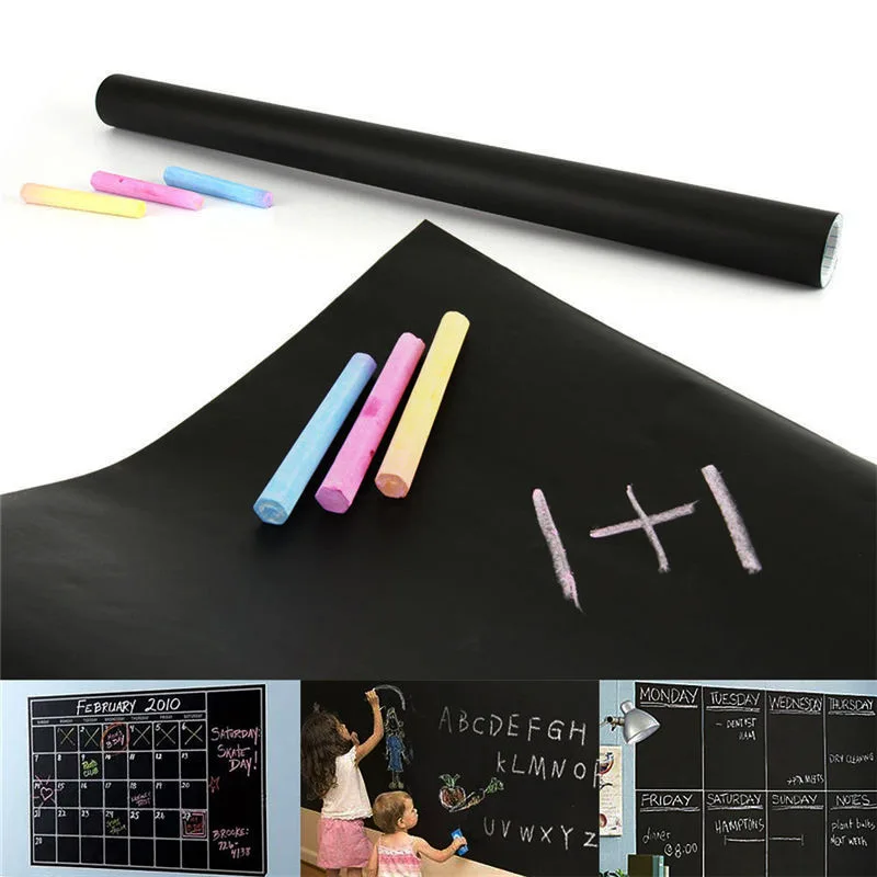 

Self Adhesive Chalk Board Paper Removable Wall Sticker 45x200CM Blackboard Stickers Chalkboard For Kids Room Hogard