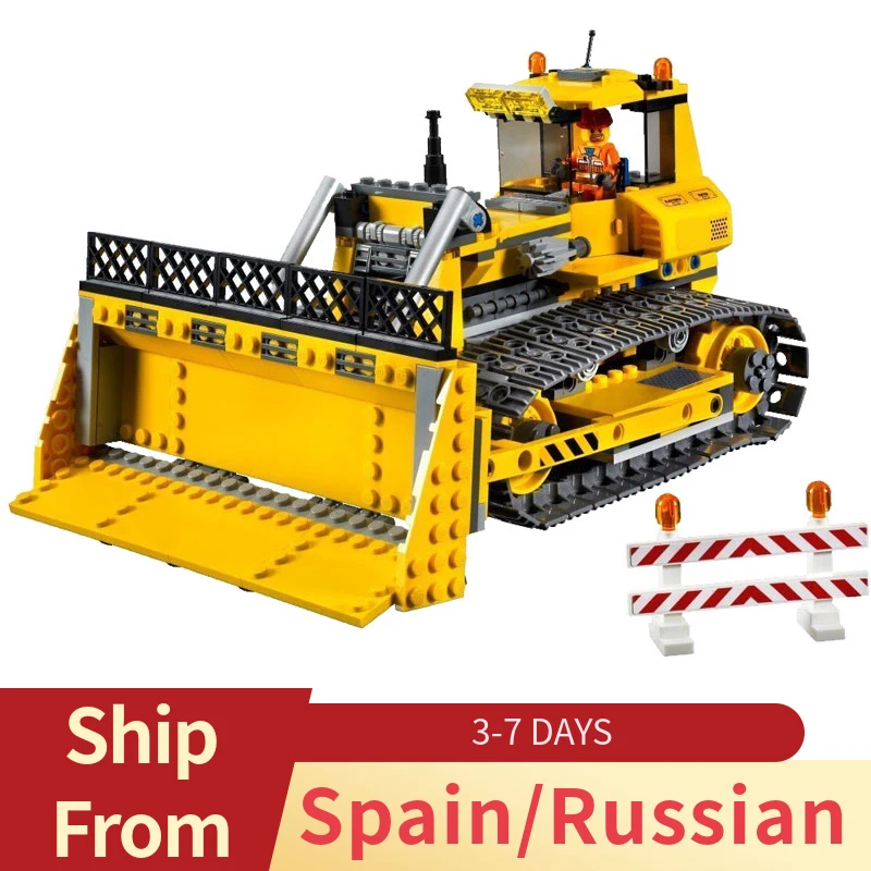 

Legoing City Series Yellow Dozer Caterpillar Barrier Figures Building Blocks Toys For Children Compatible LEGOings Truck Sets