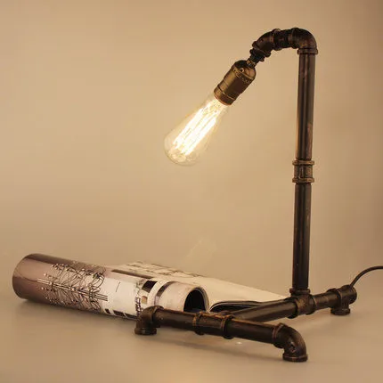 Винтажная настольная лампа Эдисона, светильник, винтажная индивидуальная настольная лампа, настольная лампа для водопровода, переменный ток, 90-260 В