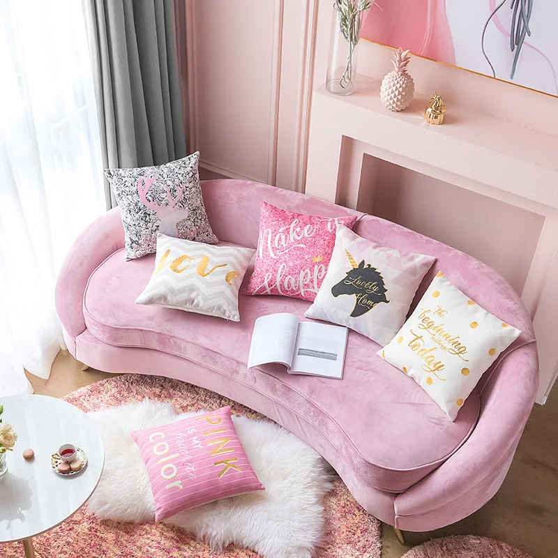Розовая наволочка с геометрическим узором Love Unicorn чехол для подушки с нашивкой Подушка Наволочка для домашнего декора декоративная наволочка