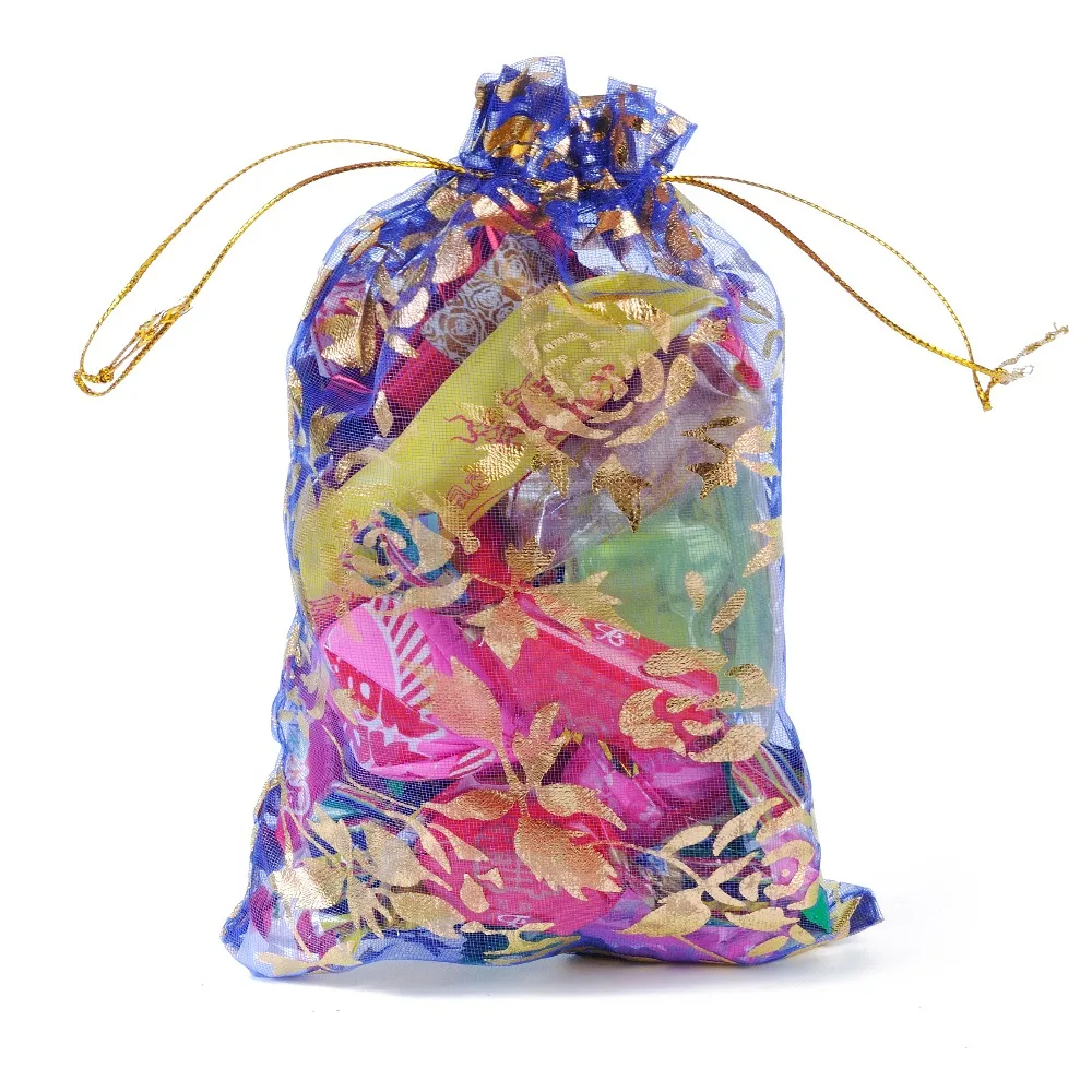 

Free Shipping 100pcs/lot 17x23cm Dark Blue Organza Gift Bags Jewelry Packaging Pouches Wedding Favor Gift Candy Bags