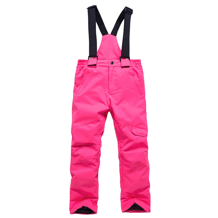 Лыжные штаны для мальчиков и девочек, лыжные штаны, теплые ветрозащитные водонепроницаемые штаны для сноубординга, уличные зимние брюки - Цвет: Pink