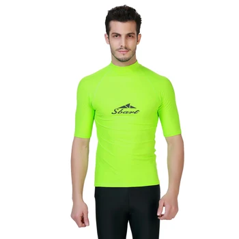 

Man Summer Short Sleeve Wetsuits T-Shirt UV Sun Protection Mens Basic Skins Swimwear Rash Guard Male Diving Swimming Tees Tops
