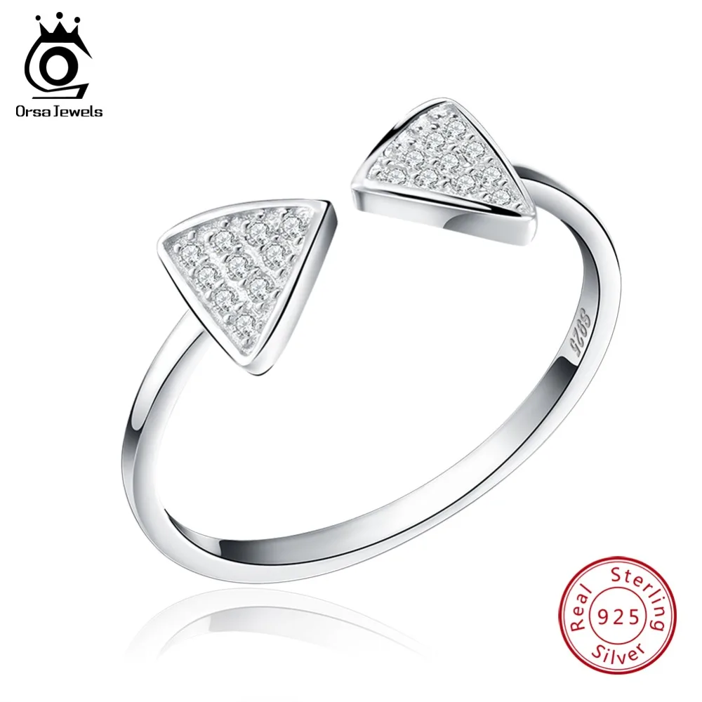 

ORSA JEWELS Genuine 925 Sterling Silver Rings for Women With AAA Cubic Zircon Adjustable Finger Ring Wedding Fine Jewelry OSR01
