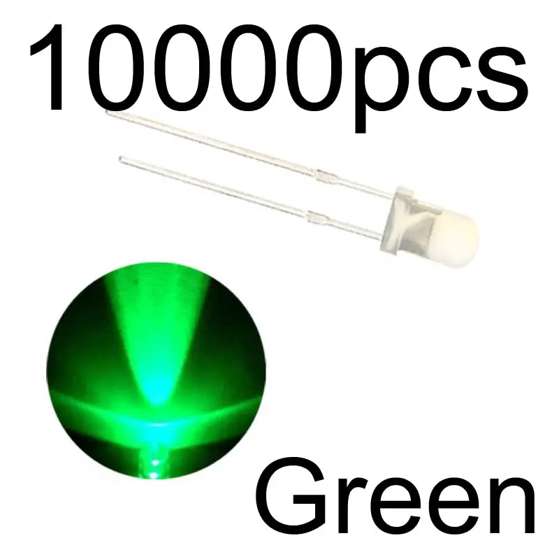 MCIGICM 10000 шт. 3 мм светодиодный светильник белый желтый красный зеленый синий Ассорти набор DIY светодиодный s Набор электронный diy комплект - Цвет: light green 10000pcs