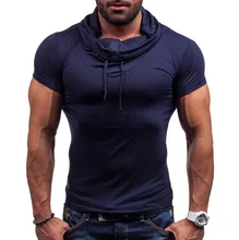 Zogaa 2019 Men's Hoodies Fashion Slim Fit Plus Size Short Sleeve Muscle Tee Casual Cotton Slim Male Hoodies 4 Colors