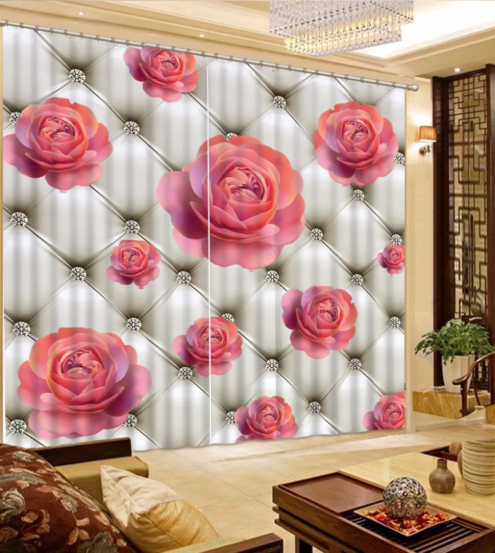 Blackout Window Curtain red rose Curtains For Living room Bedroom