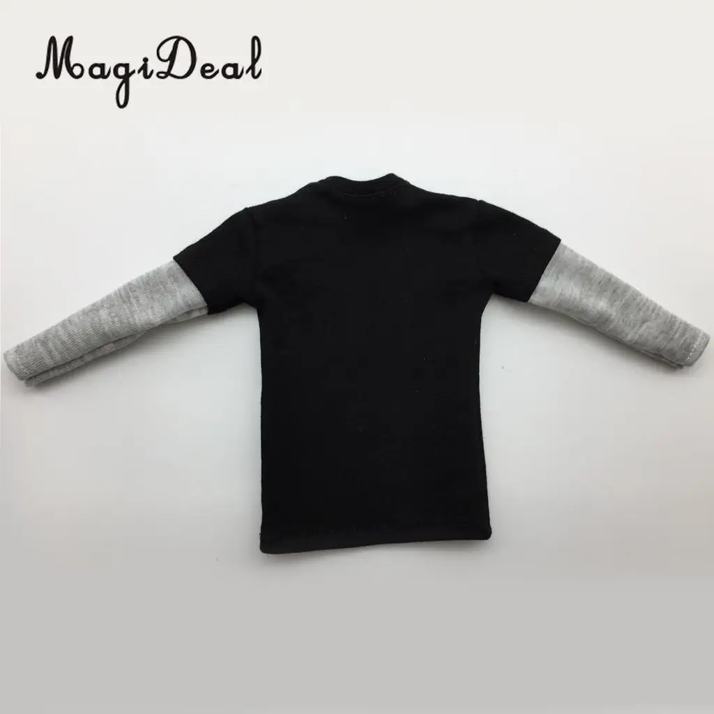 MagiDeal 1/6 Scale Mens Red Double Sleeve Long T-shirt Clothes for 12 Inch Male Action Figure Body   3Colors