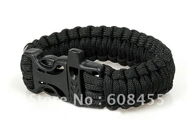 Paracord 550 Rope Survival Bracelet Free Shipping Whole Black Paracord 550 Rope Survival Bracelet Free Shipping Whole Black Whistle