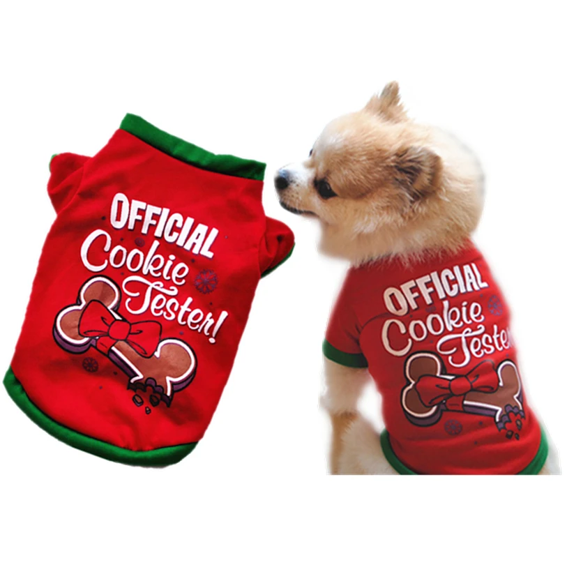 

Christmas Pet Clothes XS-L Letter Dog Cat Clothing Autumn Winter Warm Cartoon Cotton T shirt Puppy Costume Wholesale 40NV11