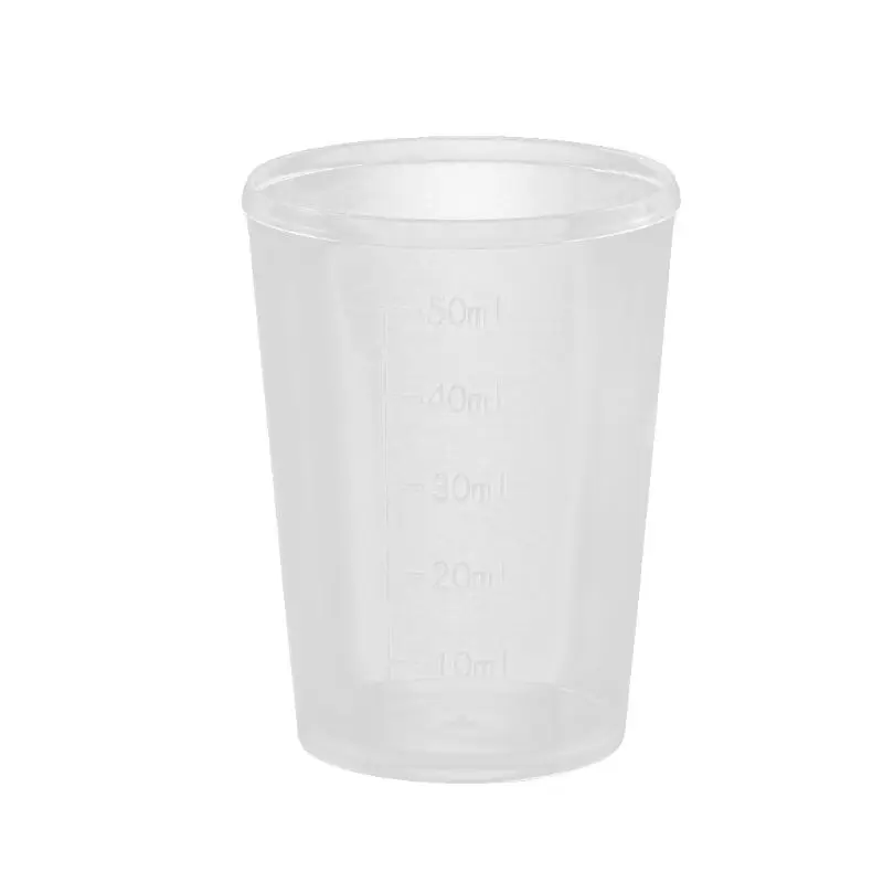 1 Набор/10 шт 50 мл пластиковая лабораторная бутылка лабораторный тест мерная емкость чашки с крышкой Пластиковые мерные стаканчики для жидкости