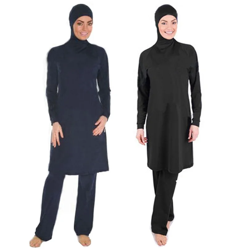 

Swimming Suit Girl Muslim Solid Black Muslim Swimwear Plus Size Modest Islamic Swimsuit Hijab for Women