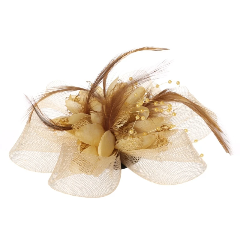 Свадебный цветок бисер с перьями Сетка Шляпа Чародей женские невесты головной убор аксессуар - Цвет: BY