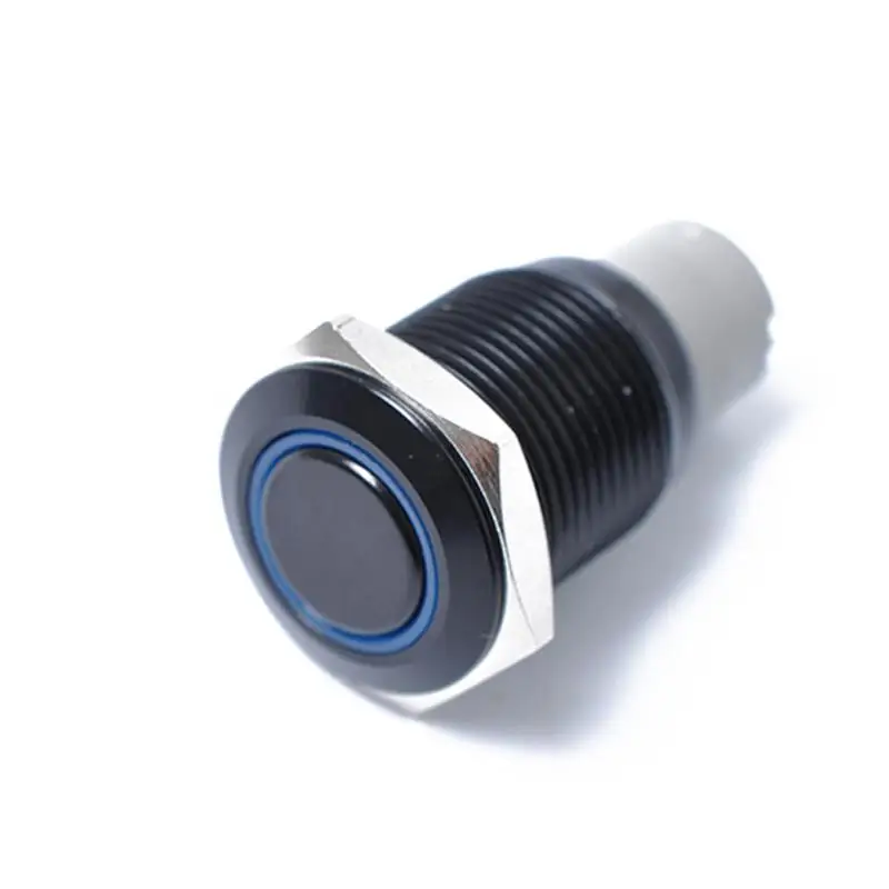 

Adeeing 16mm 12V Latching Push Button Power Switch Black Metal Blue LED Waterproof Switch Button switch Blue light r30