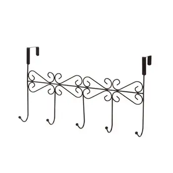 

Iron Hooks Over The Door Hook Storage Organizer Rack Traceless Hooks Storage Hook for Bedroom Bathroom Livingroon (Black)