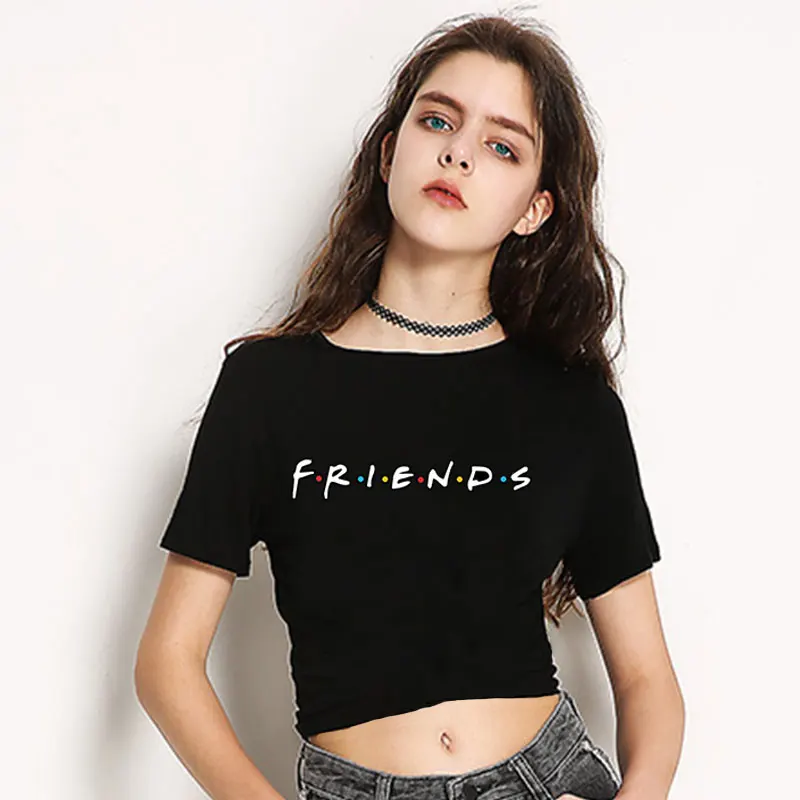 

Friends TV Clothes Harajuku Kawaii T Shirt Friends Tumblr Printed Black T Shirt Korean Ulzzang Tops O-neck Short Sleeve Crop Top