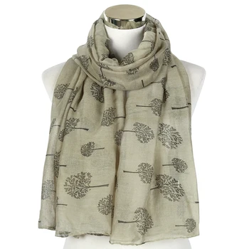 

New Fashion Black White Purple Spring Autumn Elegant Tree Print Scarf Shawl For Ladies Women Long Loop Stole Scarves