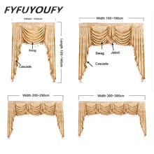 European luxury elegant Embroidered curtain and Valance for Living Room French Windows curtains can Customized