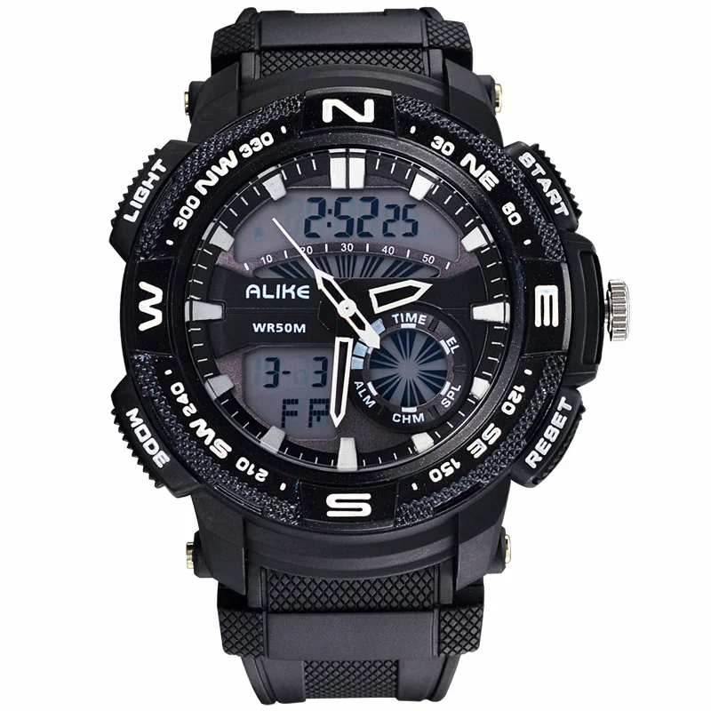 

2018 ALIKE Men S Shock Outdoor Sports Watches Quartz Hour Digital Watch Military 50m Waterproof Wrist Watch LED Clock kol saati