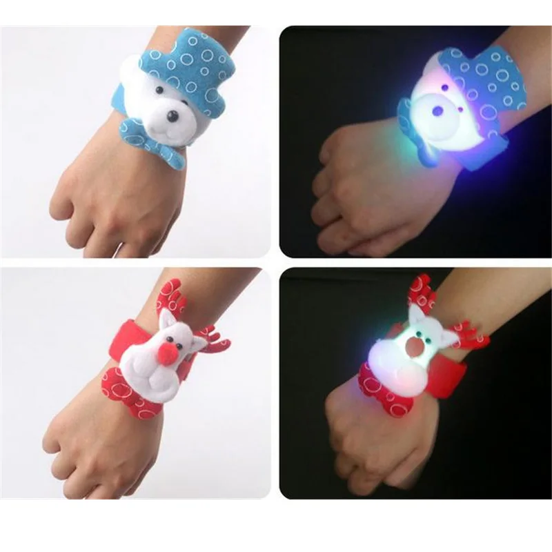 

2018 Led Wedding Dress Led Toys Christmas Santa Claus Lighting Bracelet Children Kids Wrist Band Party Luminous Slap Night Glow
